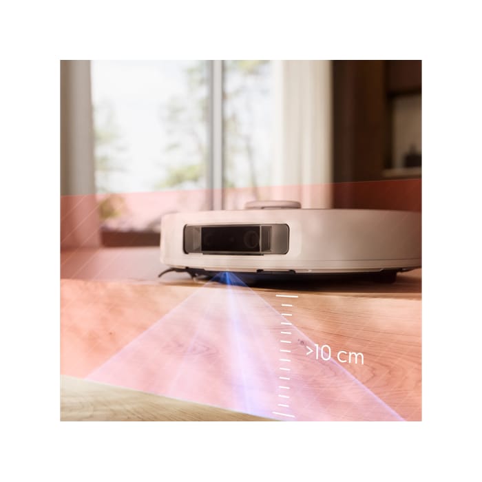 Inbuilt sensors stop the robot falling down steps – for worry-free cleaning on every floor. Disclaimer: Based on internal test according to QB/T 4833 - 2015 Drop proof test 