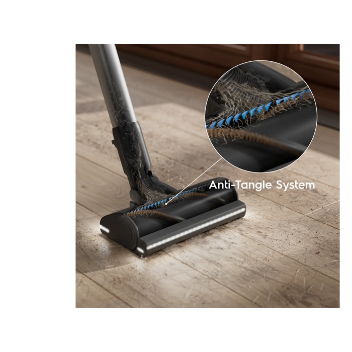 Continuous cleaning with a nozzle that detangles itself.