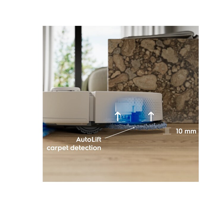 Mop lifts 10mm* on rugs and carpets automatically, to help keep them safe and dry. Disclaimer: Based on internal tests 