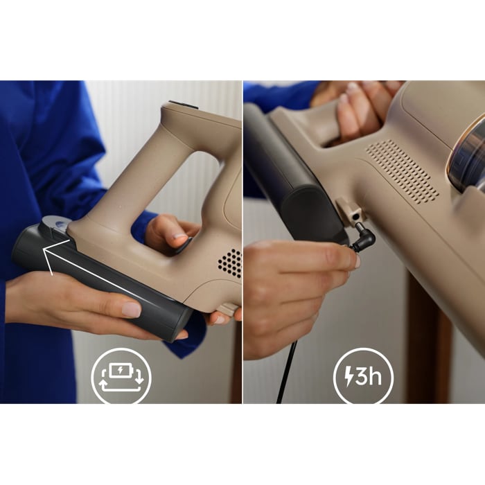 Plug in auto‑stop charging plus a removable battery for flexibility