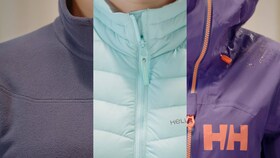 Üç farklı Helly Hansen ceket modeli.